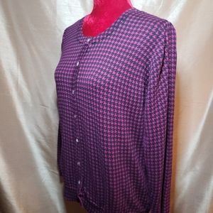Laura Scott Black & Purple Cardigan Size Large